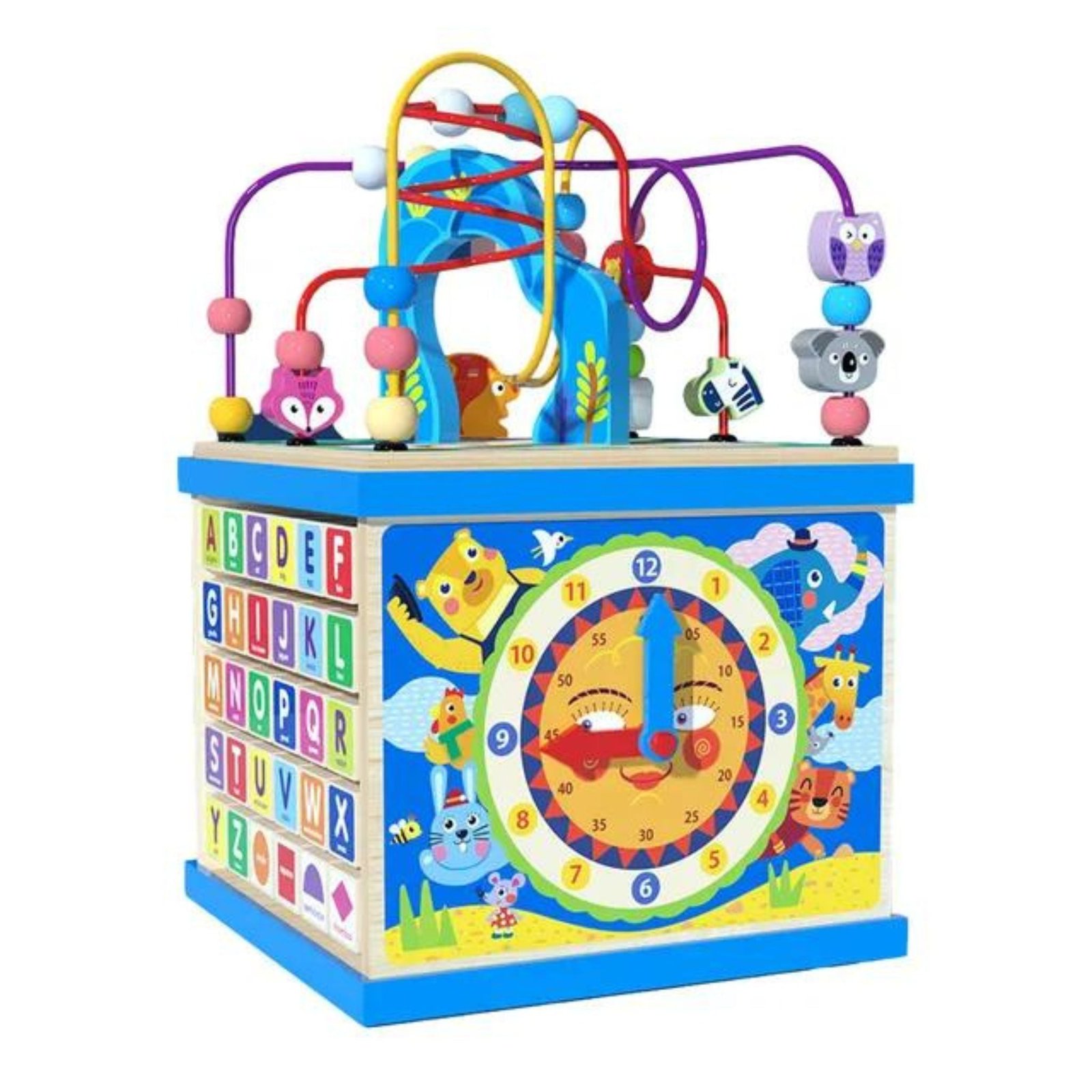 montessori-wooden-activity-cube.jpg Montessori Wooden Activity Cube - Image 1